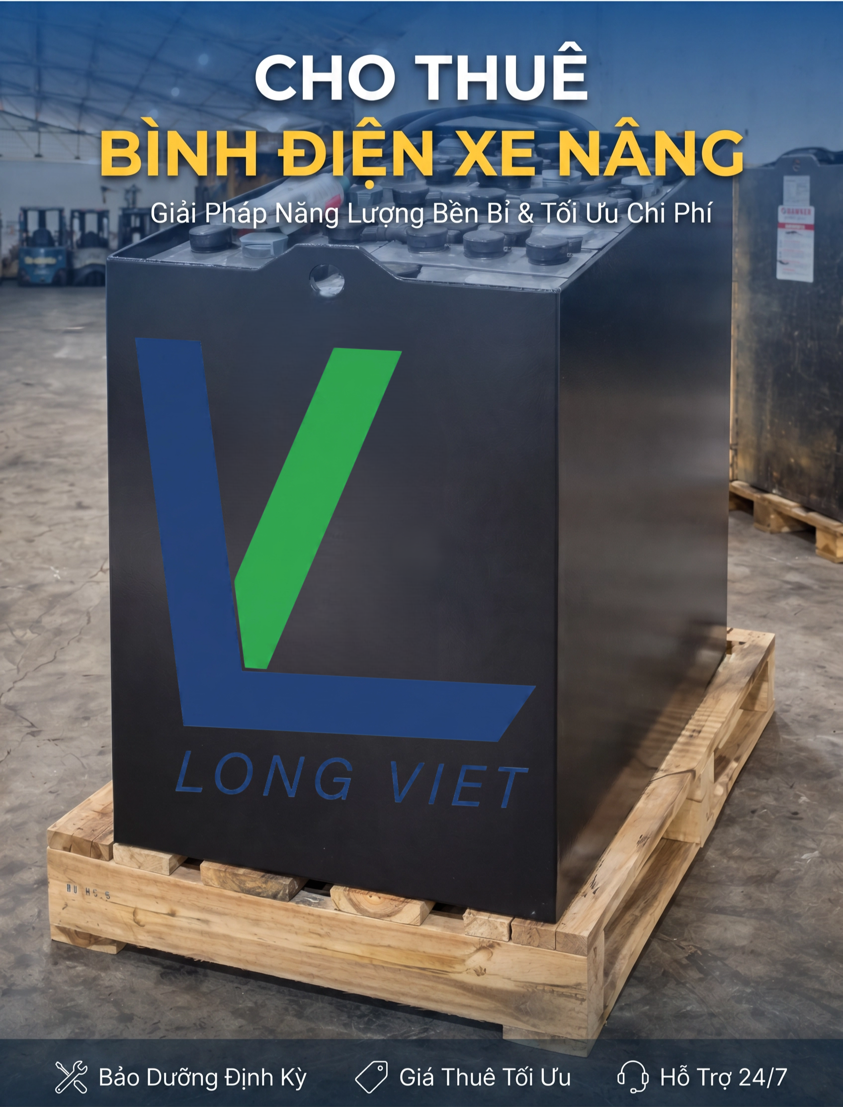 Cho thuê bình điện xe nâng hàng chuyên nghiệp